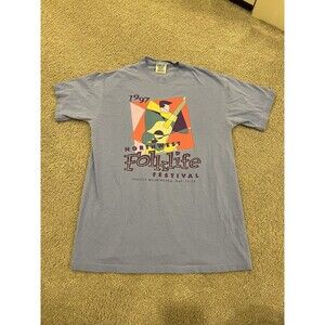 Vintage Northwest Folklife Festival T Shirt Mens Size M Blue 90s Made In USA